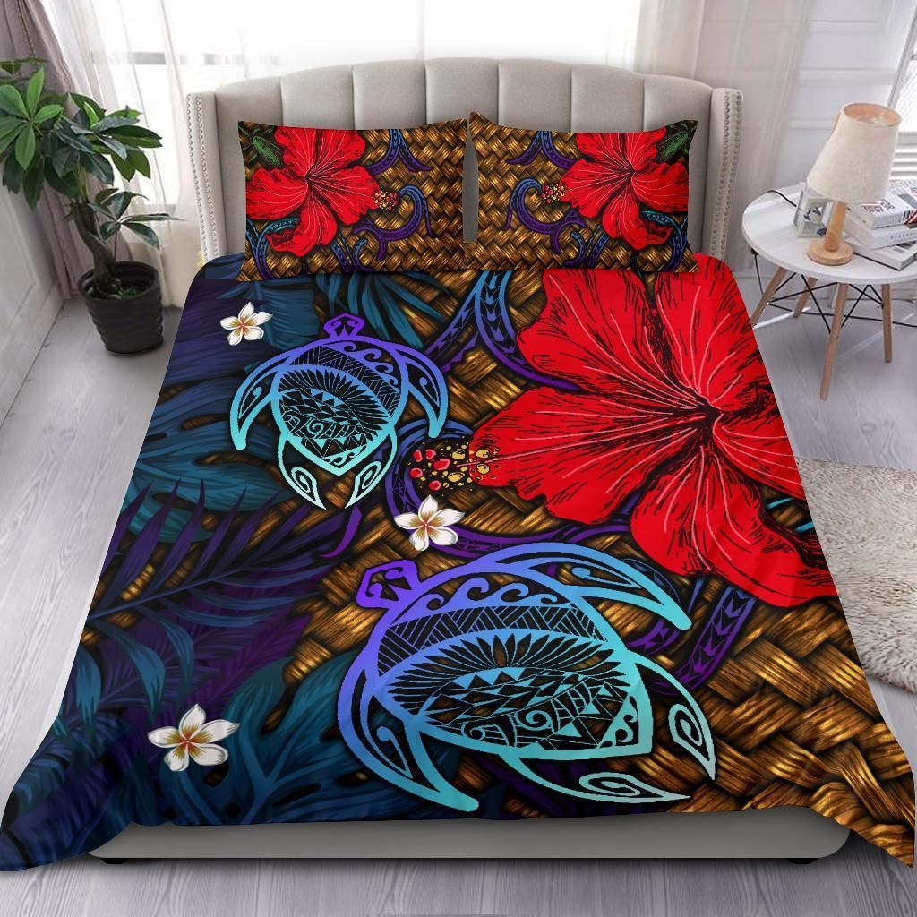 Hawaii Lauhala Hibiscus Polynesian Tropical Blue Wake Style Duvet Cover Bedding Set hawaii lauhala hibiscus polynesian tropical blue wake style duvet cover bedding set 1252