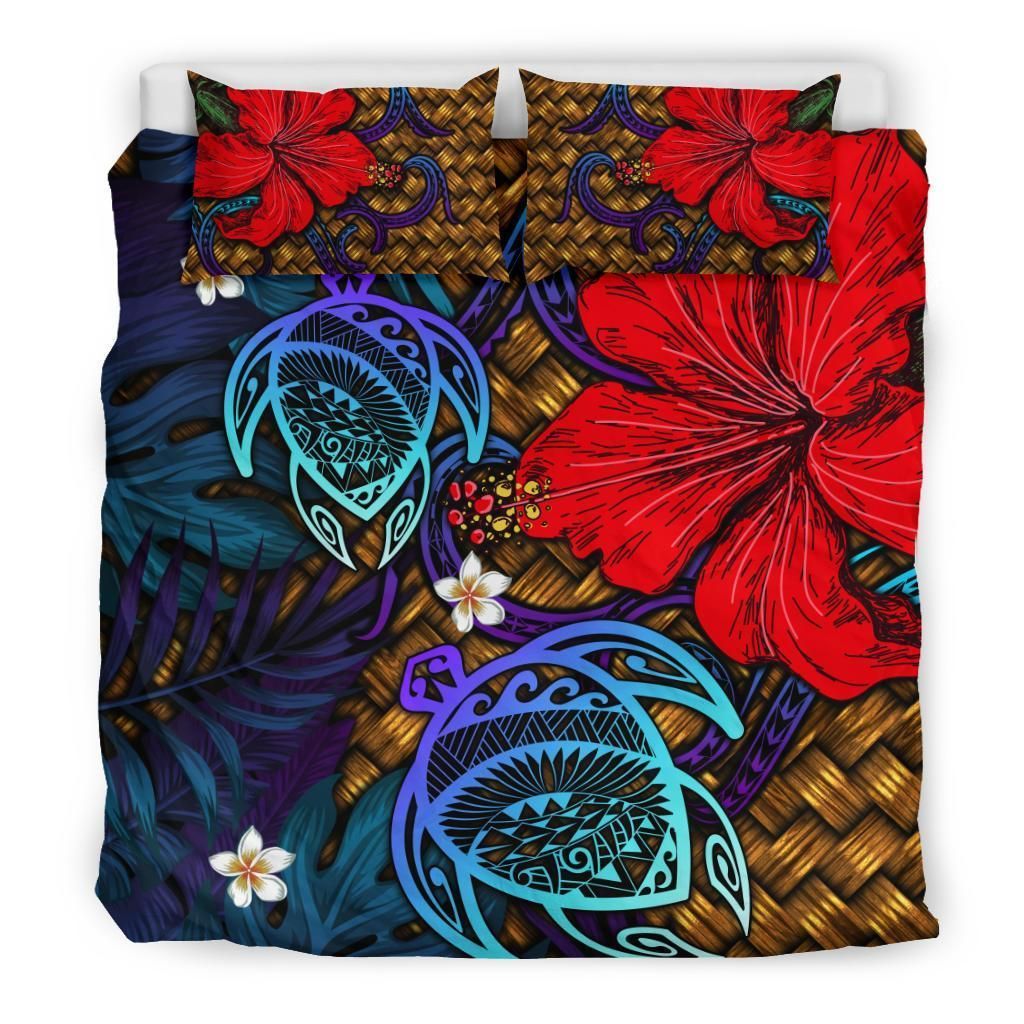 Hawaii Lauhala Hibiscus Polynesian Tropical Blue Wake Style Duvet Cover Bedding Set hawaii lauhala hibiscus polynesian tropical blue wake style duvet cover bedding set 5943
