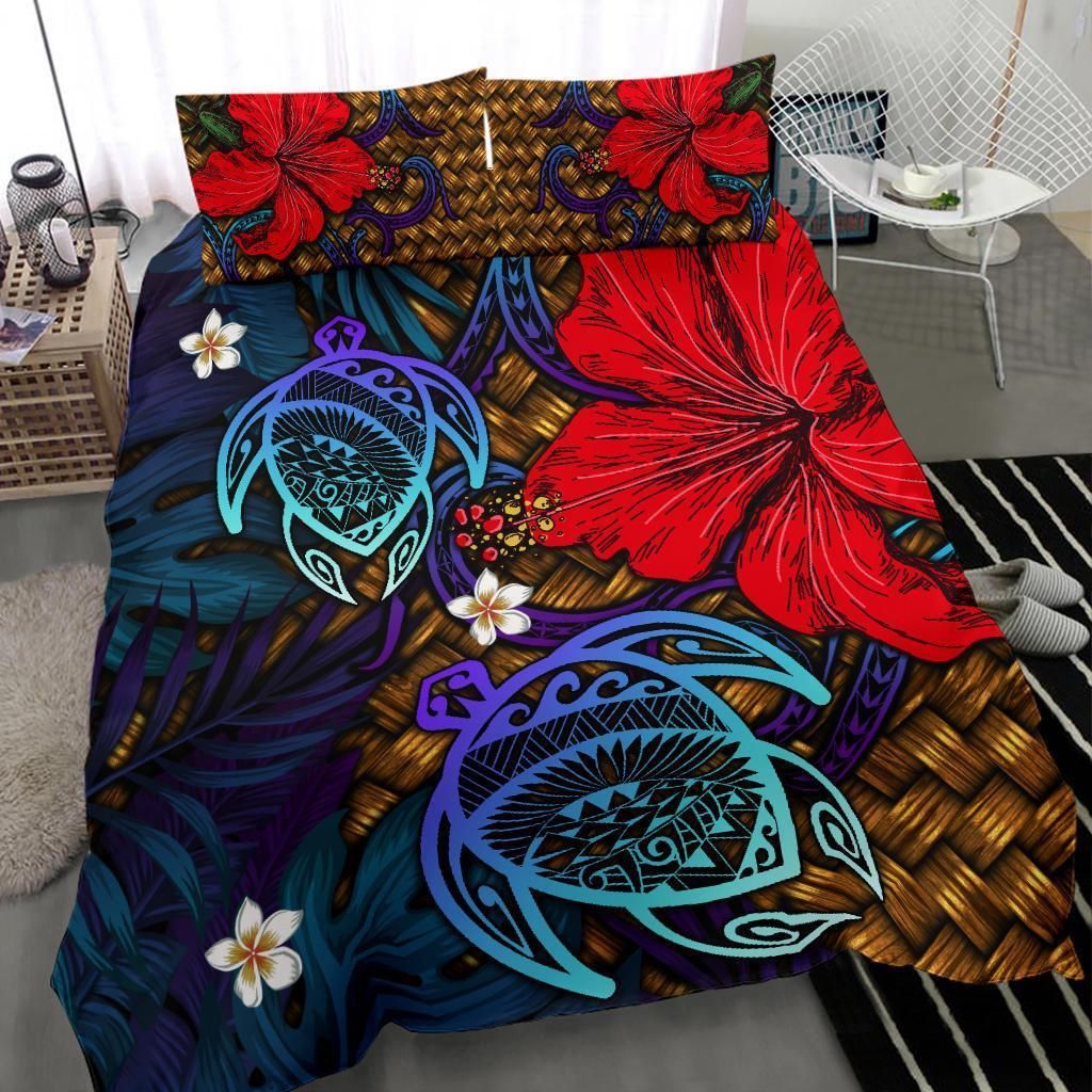 Hawaii Lauhala Hibiscus Polynesian Tropical Blue Wake Style Duvet Cover Bedding Set hawaii lauhala hibiscus polynesian tropical blue wake style duvet cover bedding set 6323