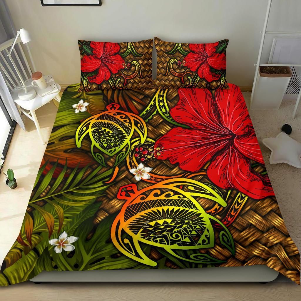 hawaii lauhala hibiscus polynesian tropical reggae wake style duvet cover bedding set 1423