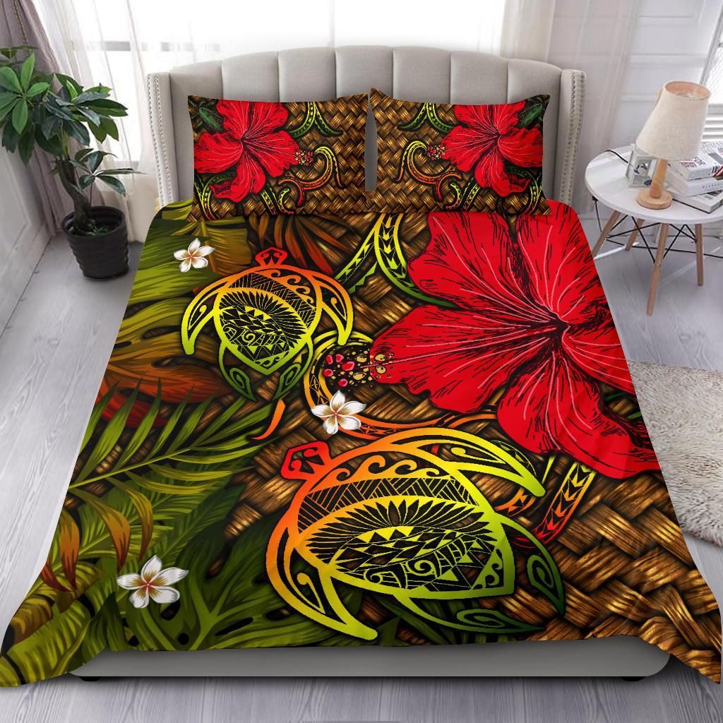 hawaii lauhala hibiscus polynesian tropical reggae wake style duvet cover bedding set 8478