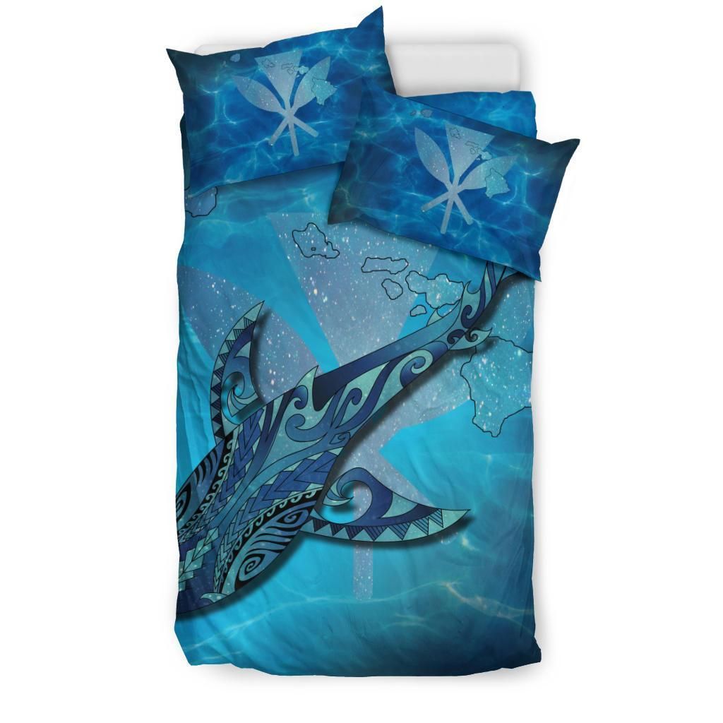 Hawaii Map Kanaka Galaxy Shark Duvet Cover Bedding Set