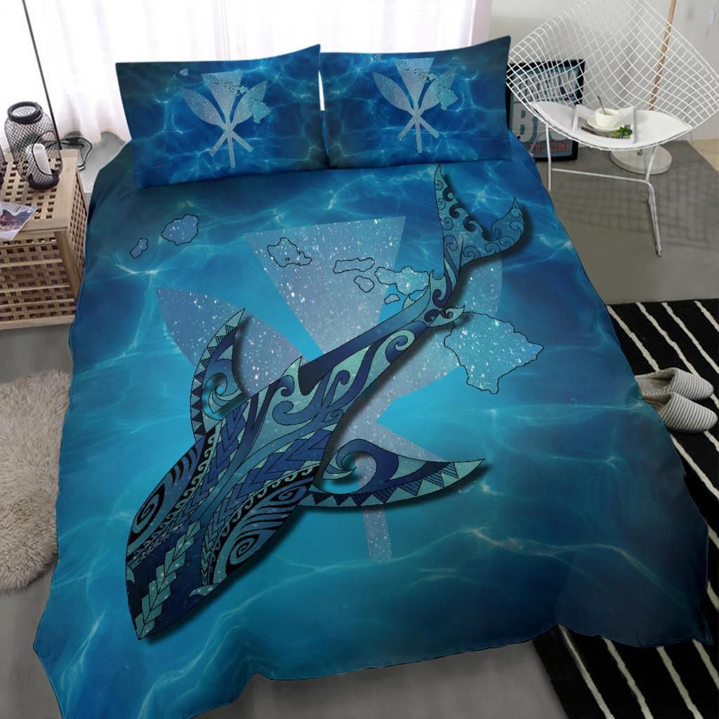 Hawaii Map Kanaka Galaxy Shark Duvet Cover Bedding Set