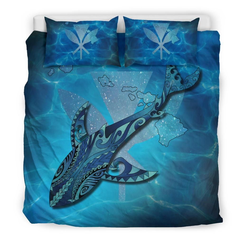 Hawaii Map Kanaka Galaxy Shark Duvet Cover Bedding Set