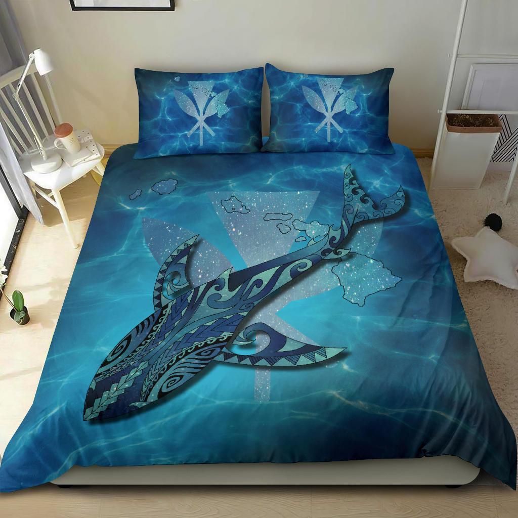 Hawaii Map Kanaka Galaxy Shark Duvet Cover Bedding Set