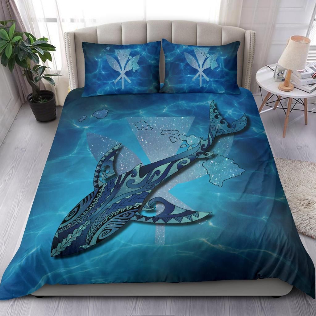 Hawaii Map Kanaka Galaxy Shark Duvet Cover Bedding Set