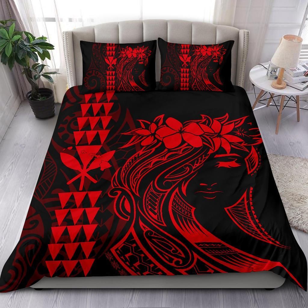 hawaii map kanaka polynesian hula girl duvet cover bedding set 2822