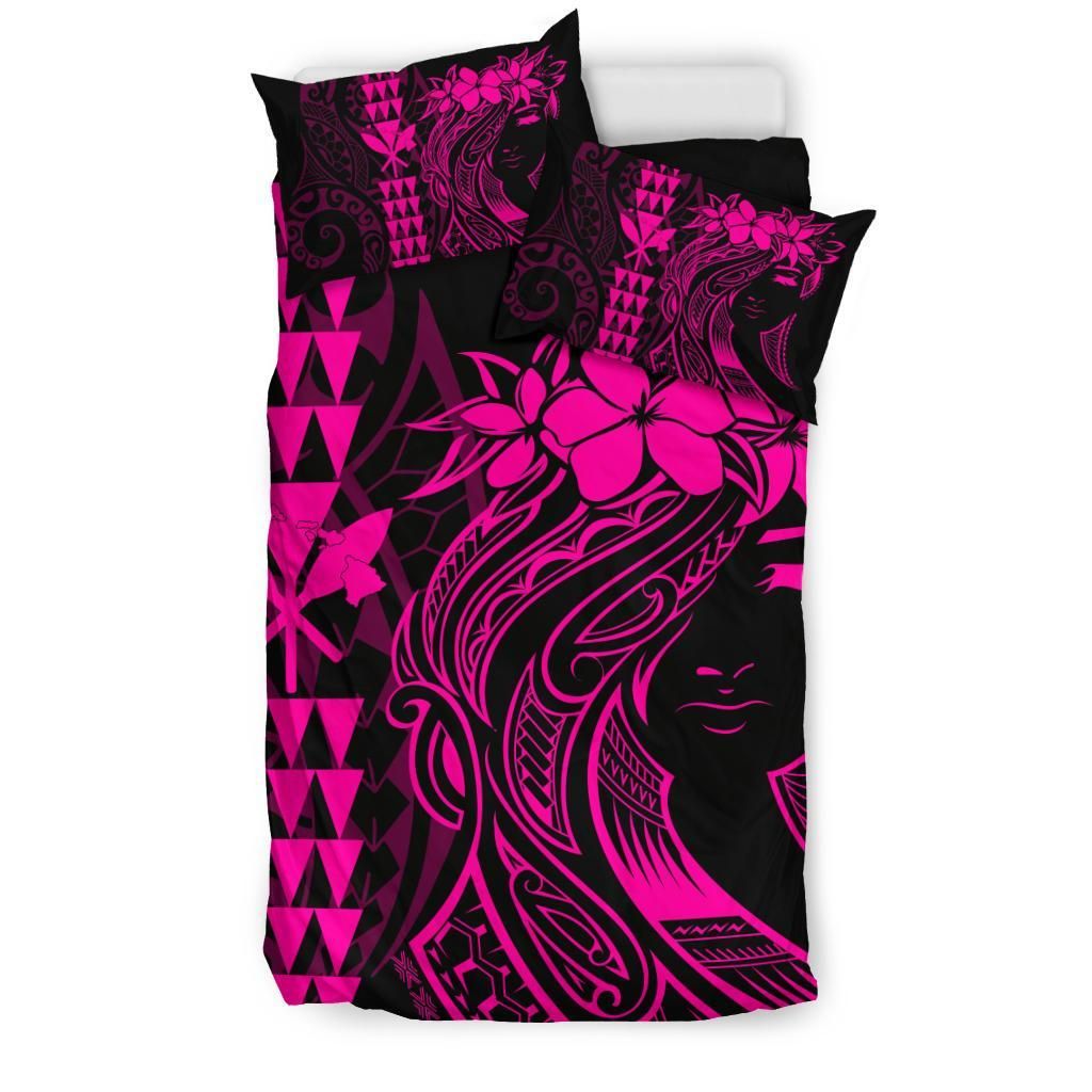 Hawaii Map Kanaka Polynesian Hula Girl Pink Duvet Cover Bedding Set hawaii map kanaka polynesian hula girl pink duvet cover bedding set 1387