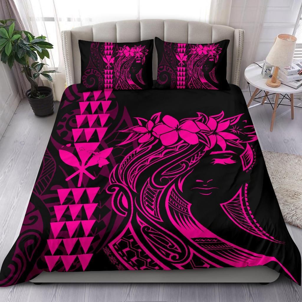 Hawaii Map Kanaka Polynesian Hula Girl Pink Duvet Cover Bedding Set hawaii map kanaka polynesian hula girl pink duvet cover bedding set 5174