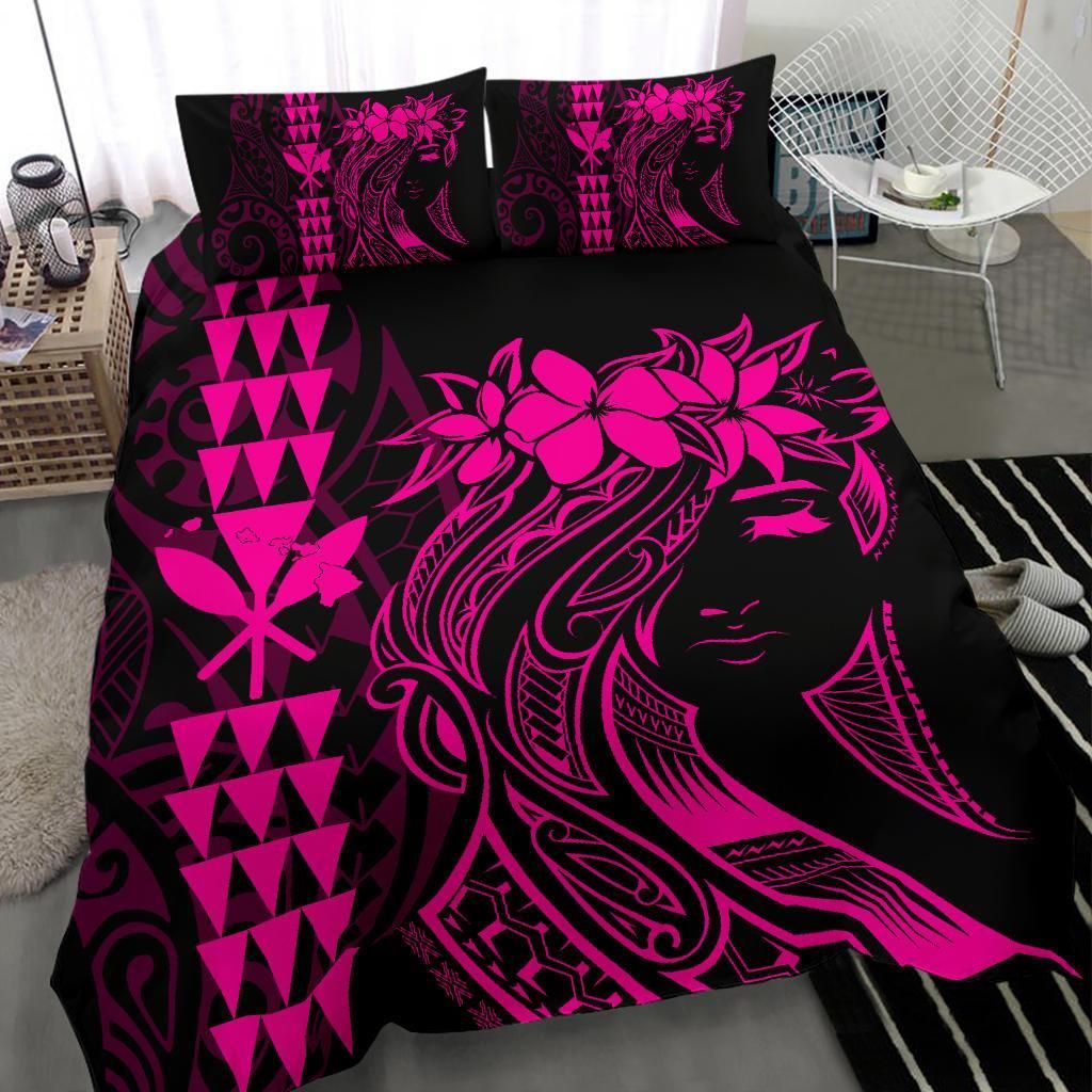 Hawaii Map Kanaka Polynesian Hula Girl Pink Duvet Cover Bedding Set hawaii map kanaka polynesian hula girl pink duvet cover bedding set 7135