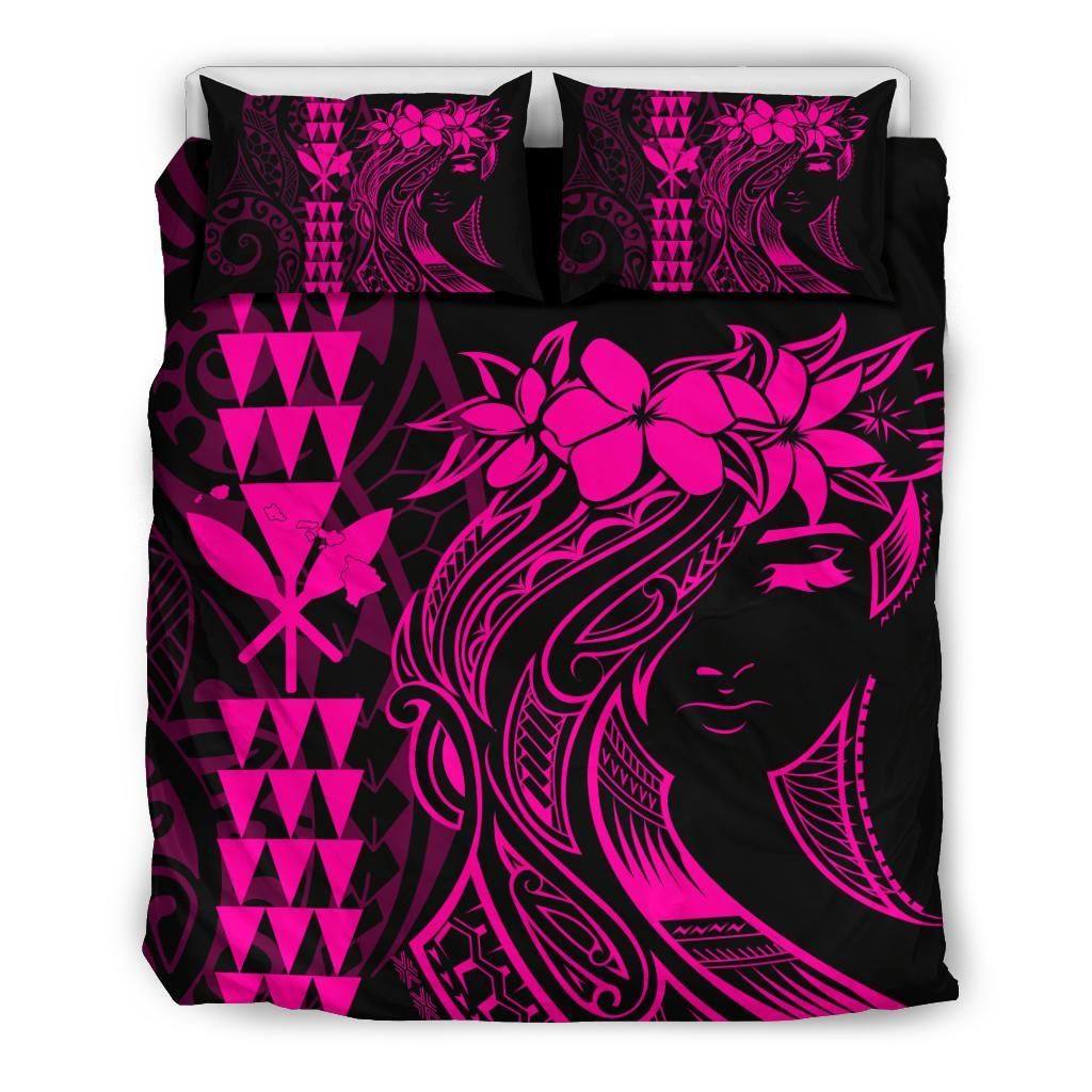 Hawaii Map Kanaka Polynesian Hula Girl Pink Duvet Cover Bedding Set hawaii map kanaka polynesian hula girl pink duvet cover bedding set 8482