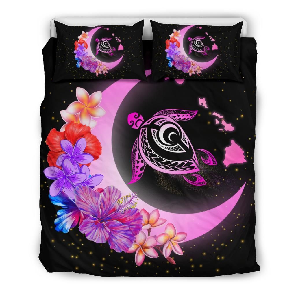 hawaii map moon star turtle plumeria hibiscus duvet cover bedding set 2832