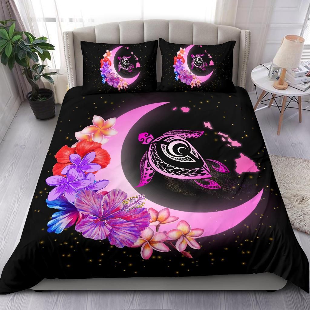 hawaii map moon star turtle plumeria hibiscus duvet cover bedding set 4999