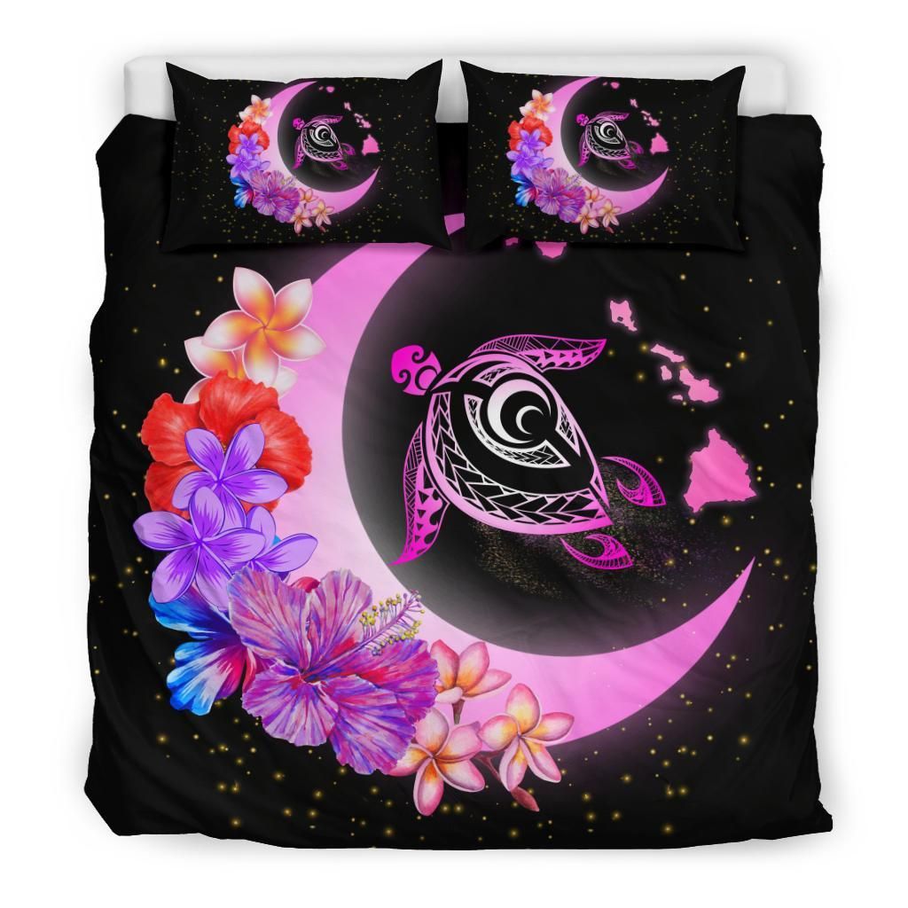 hawaii map moon star turtle plumeria hibiscus duvet cover bedding set 6429