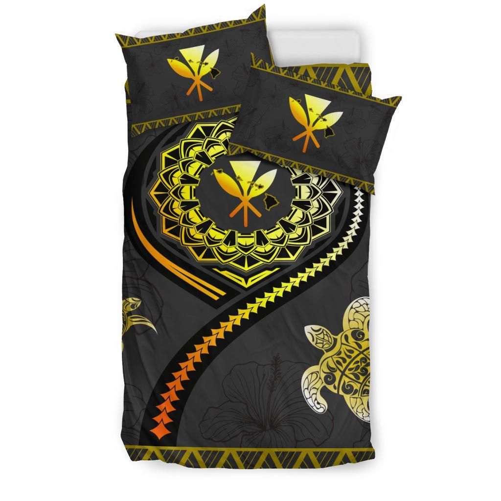 hawaii map polynesian turtle hibiscus gold duvet cover bedding set 6286