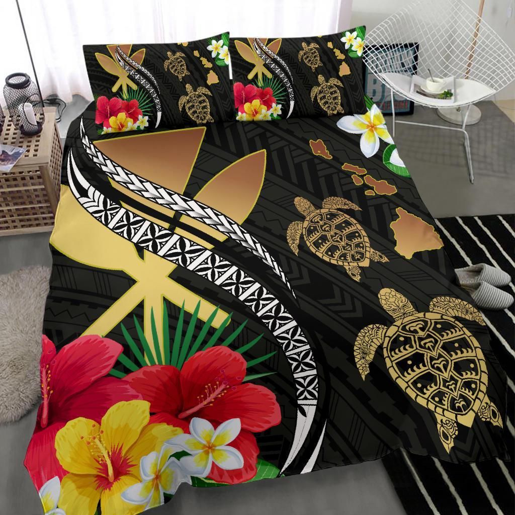 hawaii map turtle hibiscus plumeria polynesian duvet cover bedding set 2353