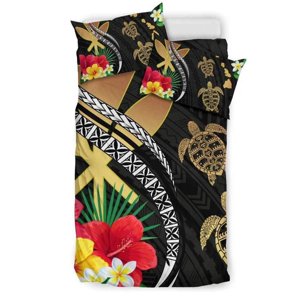 hawaii map turtle hibiscus plumeria polynesian duvet cover bedding set 4648