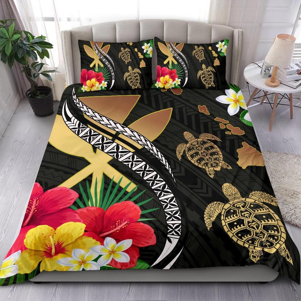 hawaii map turtle hibiscus plumeria polynesian duvet cover bedding set 6468