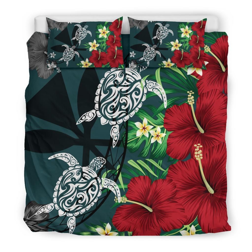 hawaii map turtle hibiscus plumeria polynesian duvet cover bedding set 8204