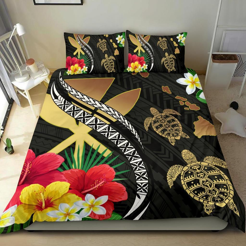 hawaii map turtle hibiscus plumeria polynesian duvet cover bedding set 8958