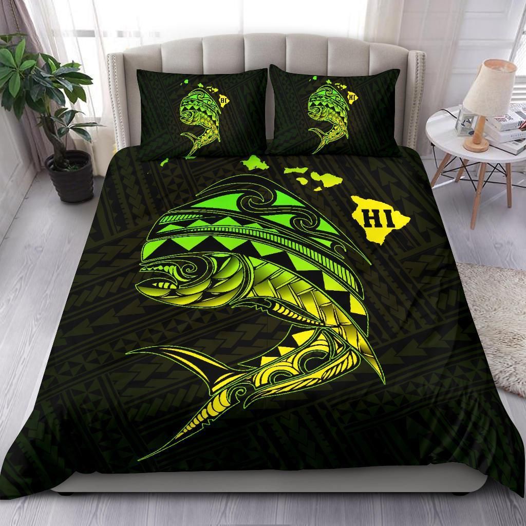 hawaii polynesian mahi mahi common dolphinfish duvet cover bedding set 3909