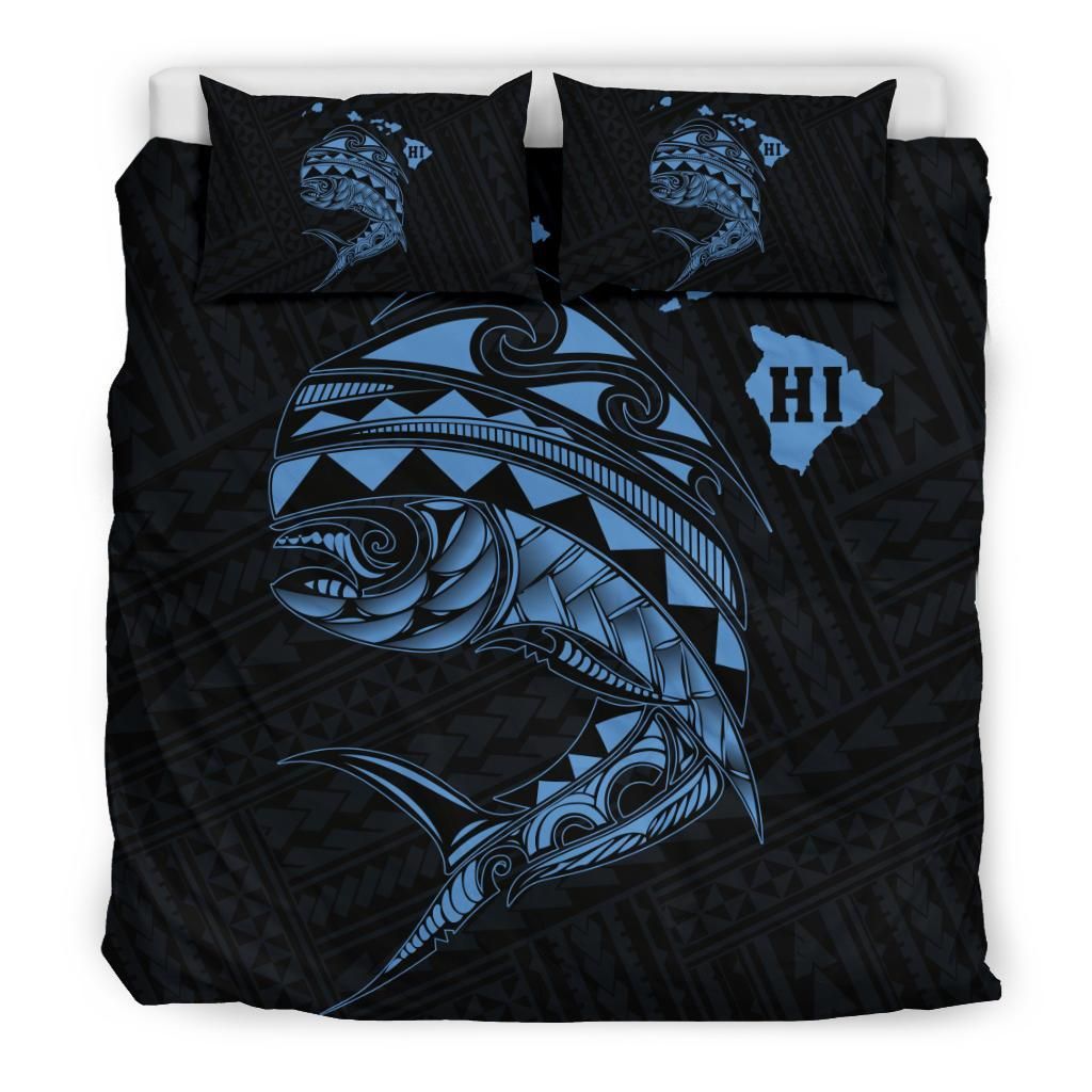Hawaii Polynesian Mahi Mahi Common Dolphinfish Pastel Blue Duvet Cover Bedding Set hawaii polynesian mahi mahi common dolphinfish pastel blue duvet cover bedding set 2276