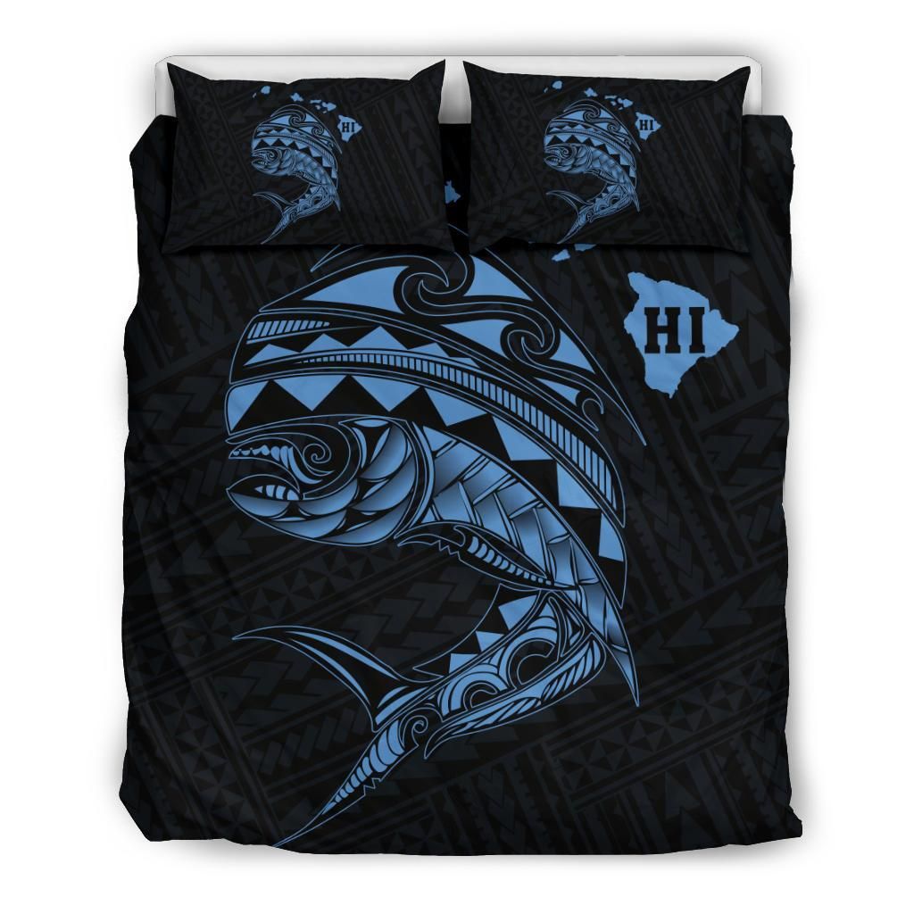 Hawaii Polynesian Mahi Mahi Common Dolphinfish Pastel Blue Duvet Cover Bedding Set hawaii polynesian mahi mahi common dolphinfish pastel blue duvet cover bedding set 3963