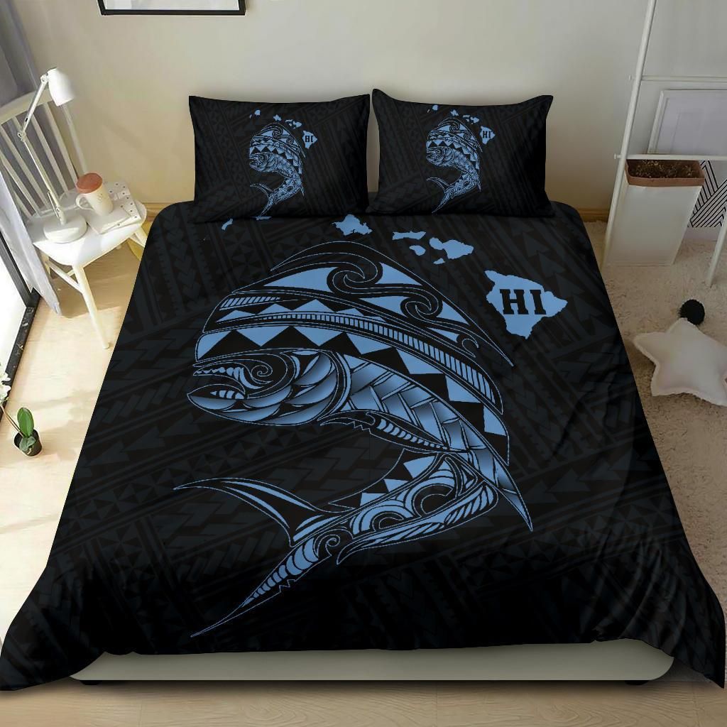 Hawaii Polynesian Mahi Mahi Common Dolphinfish Pastel Blue Duvet Cover Bedding Set hawaii polynesian mahi mahi common dolphinfish pastel blue duvet cover bedding set 5118