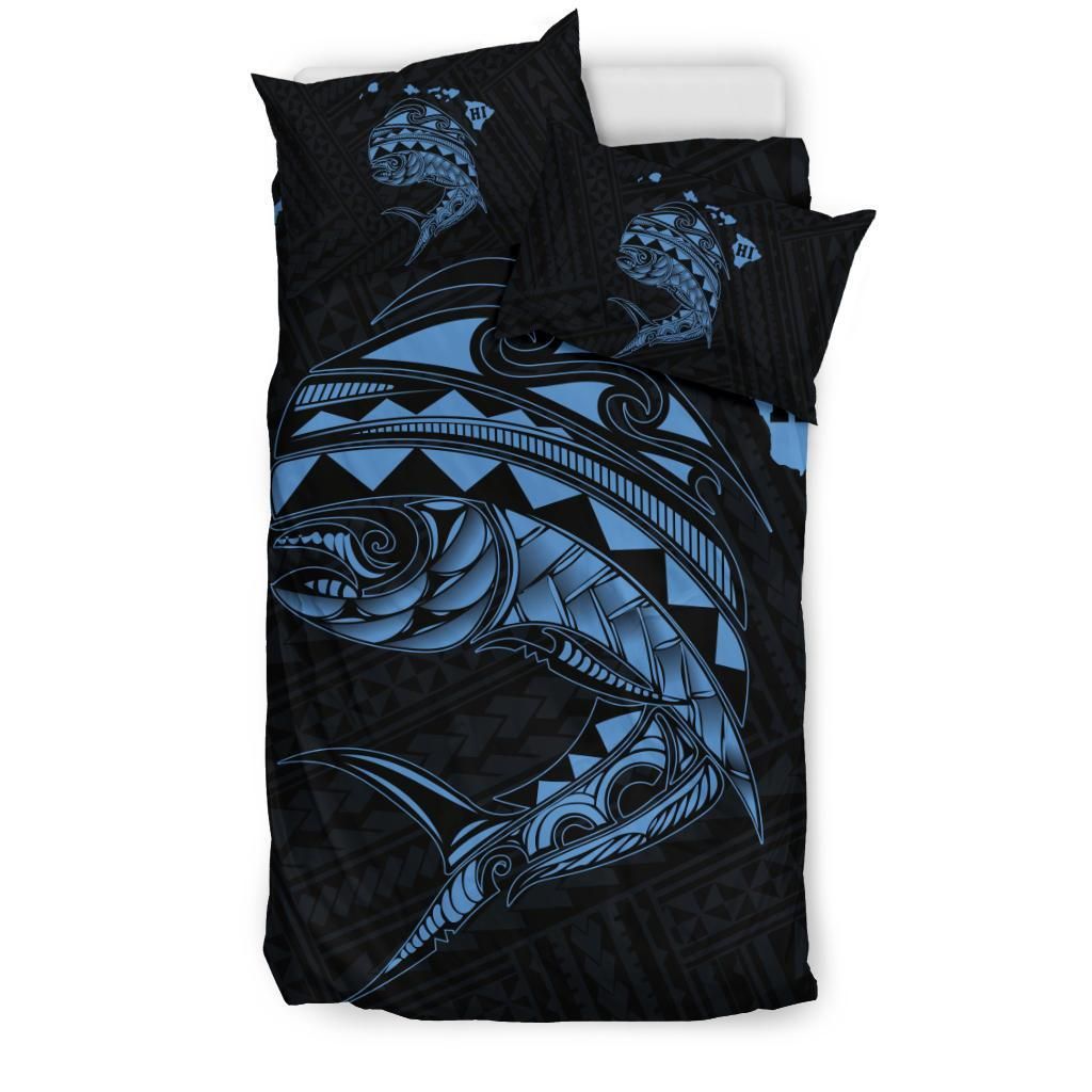 Hawaii Polynesian Mahi Mahi Common Dolphinfish Pastel Blue Duvet Cover Bedding Set hawaii polynesian mahi mahi common dolphinfish pastel blue duvet cover bedding set 7548