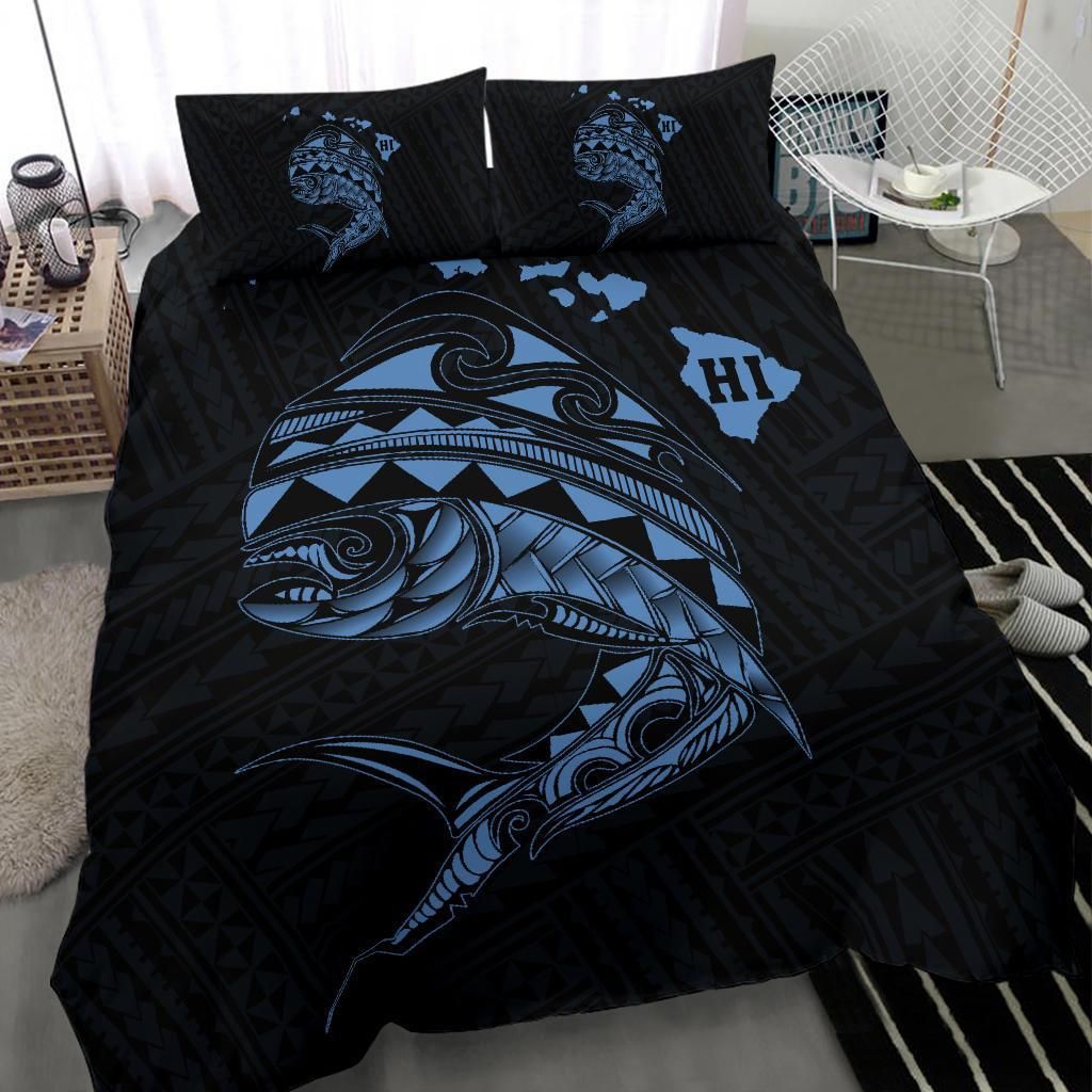 Hawaii Polynesian Mahi Mahi Common Dolphinfish Pastel Blue Duvet Cover Bedding Set hawaii polynesian mahi mahi common dolphinfish pastel blue duvet cover bedding set 8136