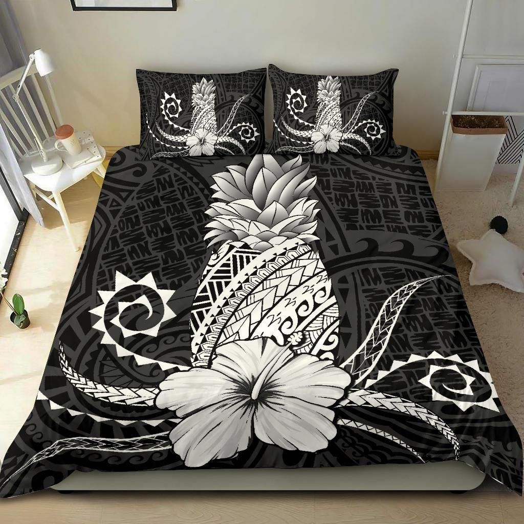 hawaii polynesian pineapple hibiscus zela style white duvet cover bedding set 7102