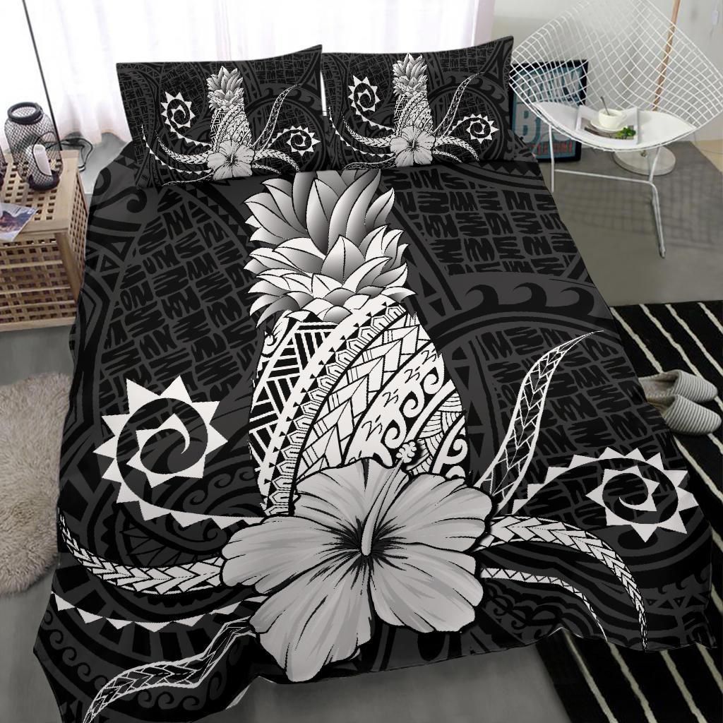 hawaii polynesian pineapple hibiscus zela style white duvet cover bedding set 7852