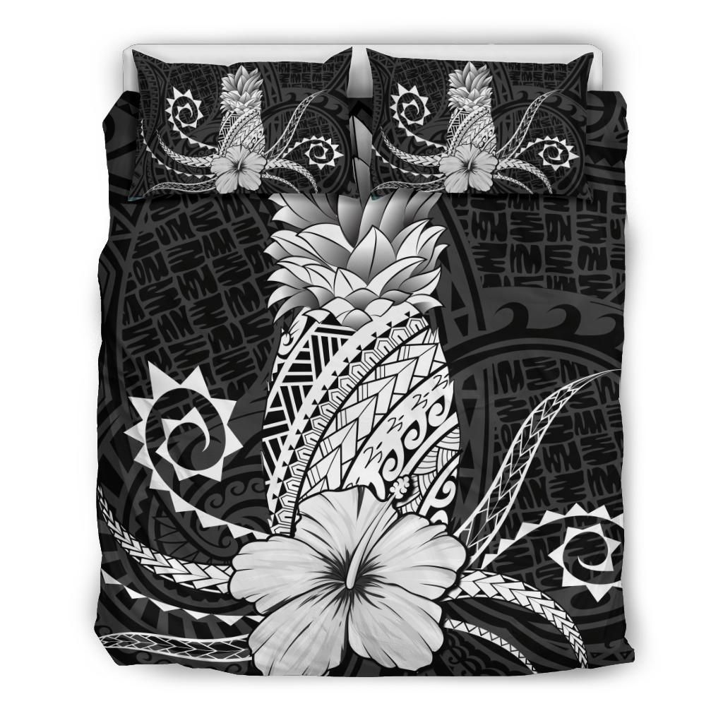 hawaii polynesian pineapple hibiscus zela style white duvet cover bedding set 7899