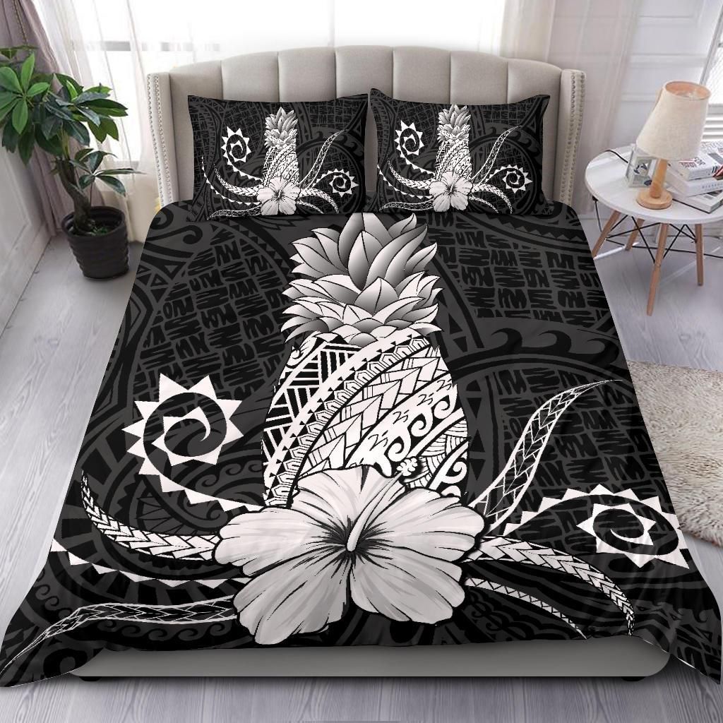 hawaii polynesian pineapple hibiscus zela style white duvet cover bedding set 8299