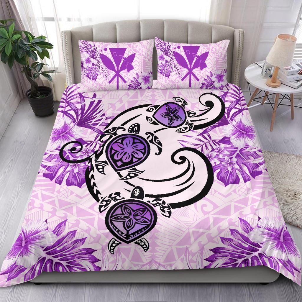 hawaii polynesian plumeria hibiscus turtle pink duvet cover bedding set 3627