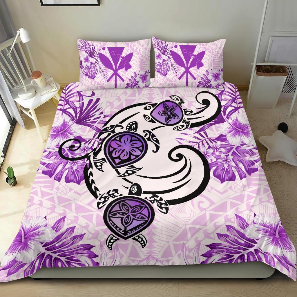 hawaii polynesian plumeria hibiscus turtle pink duvet cover bedding set 4420