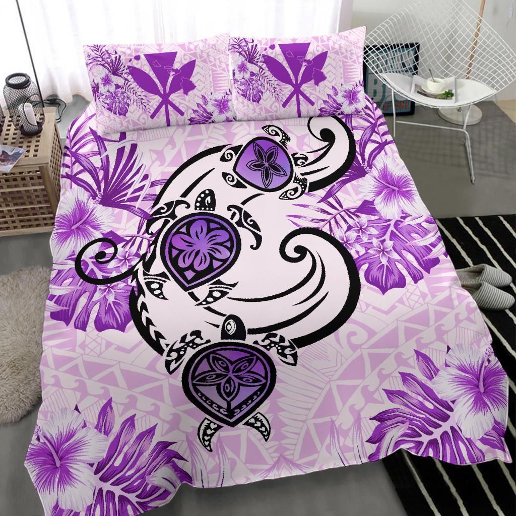 hawaii polynesian plumeria hibiscus turtle pink duvet cover bedding set 4938