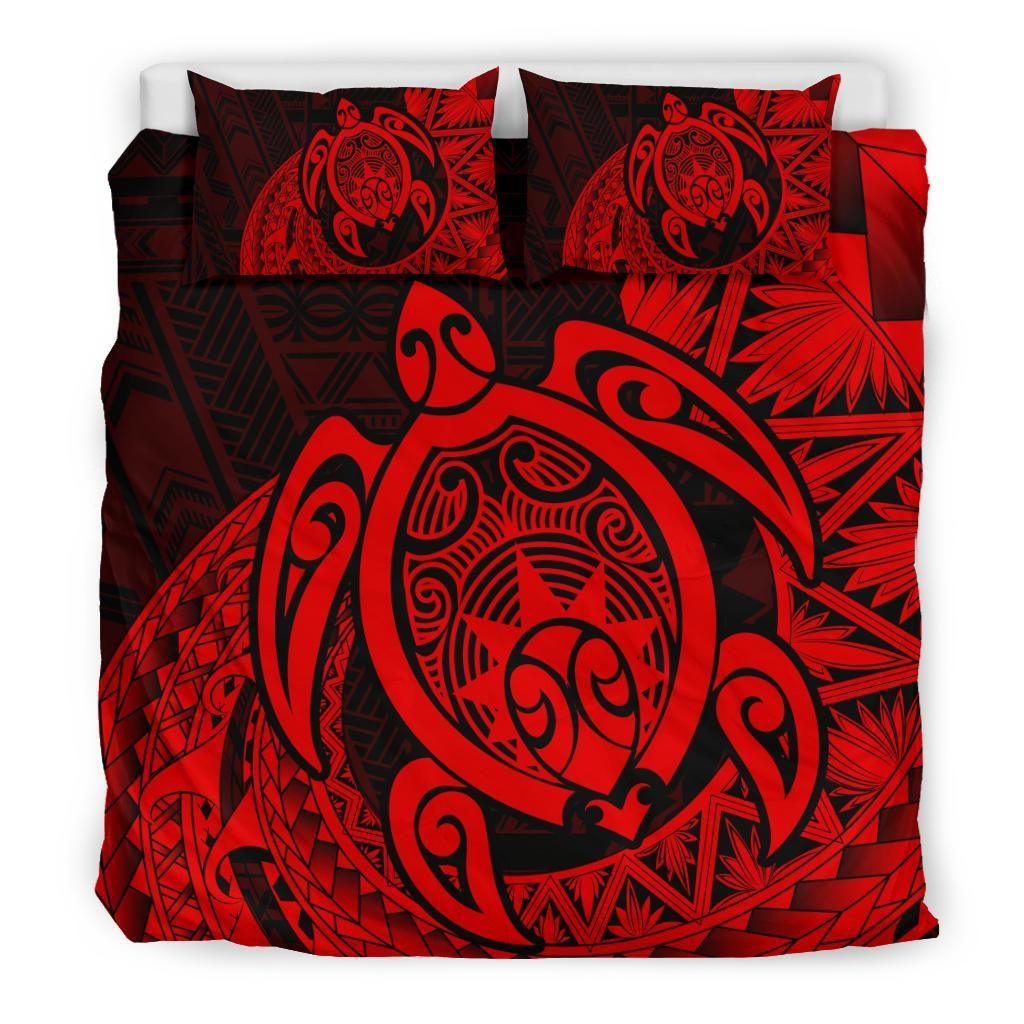 hawaii polynesian turtle daria style red duvet cover bedding set 4849