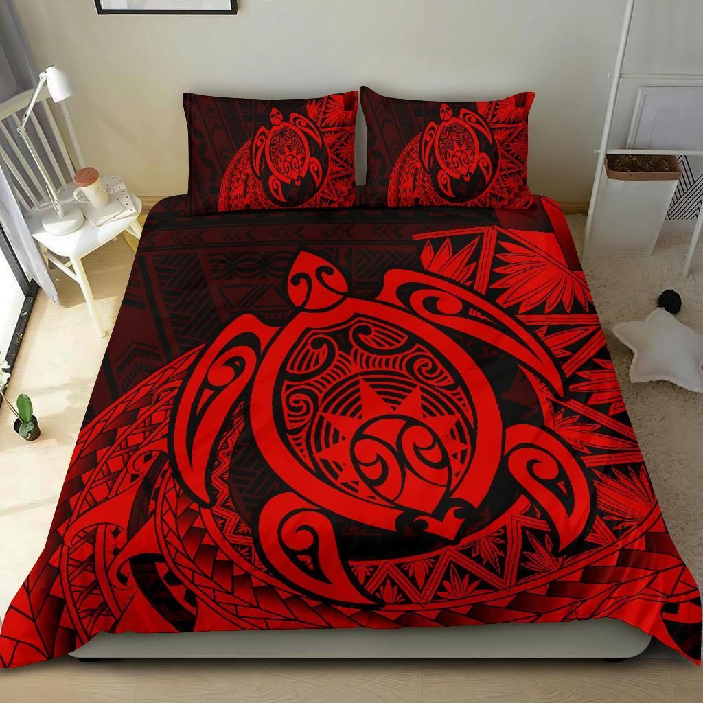 hawaii polynesian turtle daria style red duvet cover bedding set 6087