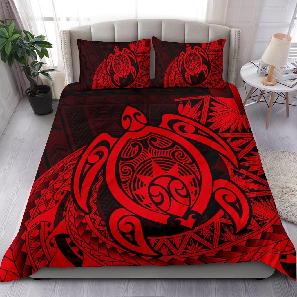hawaii polynesian turtle daria style red duvet cover bedding set 8699