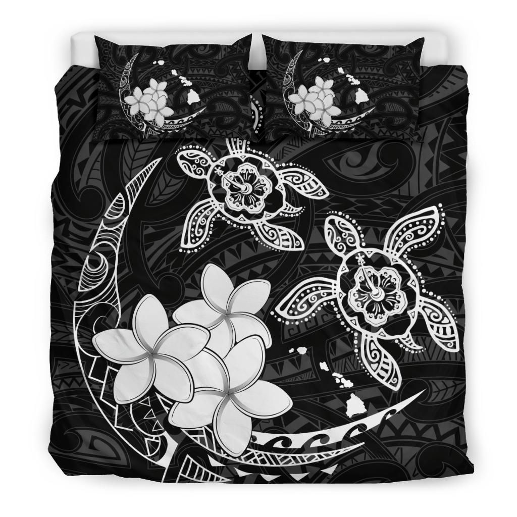 hawaii polynesian turtle plumeria pog style white duvet cover bedding set 1731