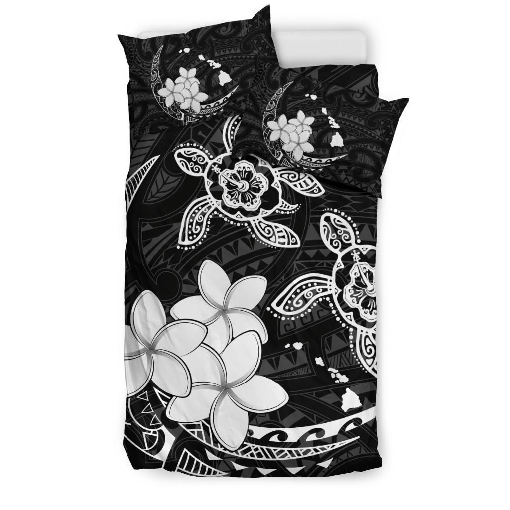 hawaii polynesian turtle plumeria pog style white duvet cover bedding set 7434