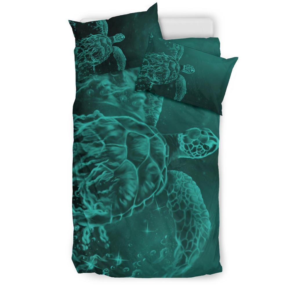 Hawaii Sea Turtle Water Color Travel Galaxy Turquoise Duvet Cover Bedding Set