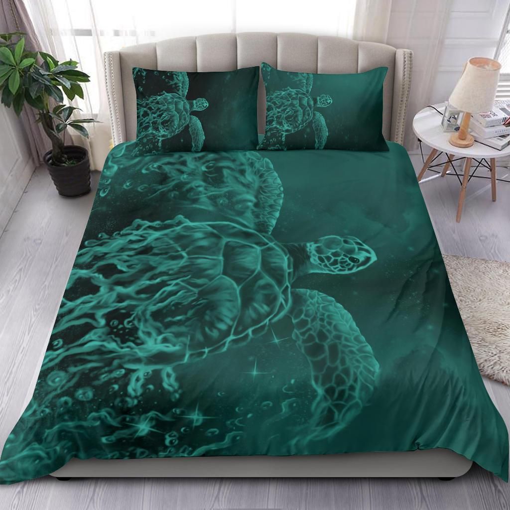 Hawaii Sea Turtle Water Color Travel Galaxy Turquoise Duvet Cover Bedding Set