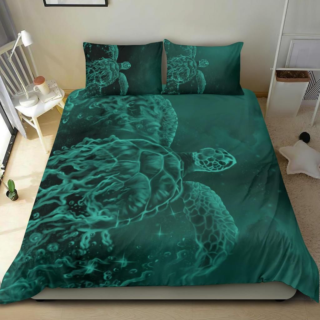 Hawaii Sea Turtle Water Color Travel Galaxy Turquoise Duvet Cover Bedding Set