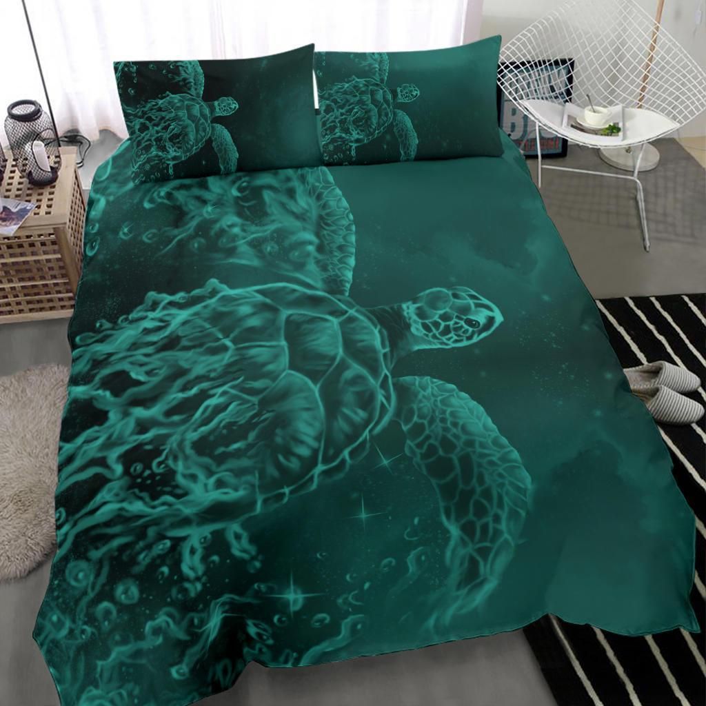 Hawaii Sea Turtle Water Color Travel Galaxy Turquoise Duvet Cover Bedding Set