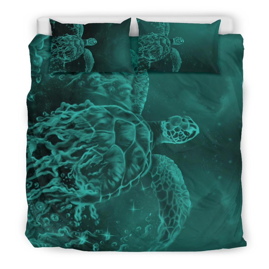 Hawaii Sea Turtle Water Color Travel Galaxy Turquoise Duvet Cover Bedding Set