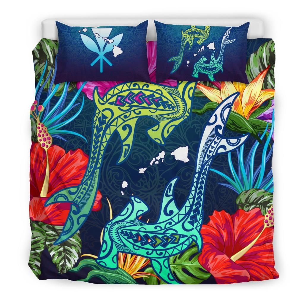hawaii shark tropical color duvet cover bedding set 6084