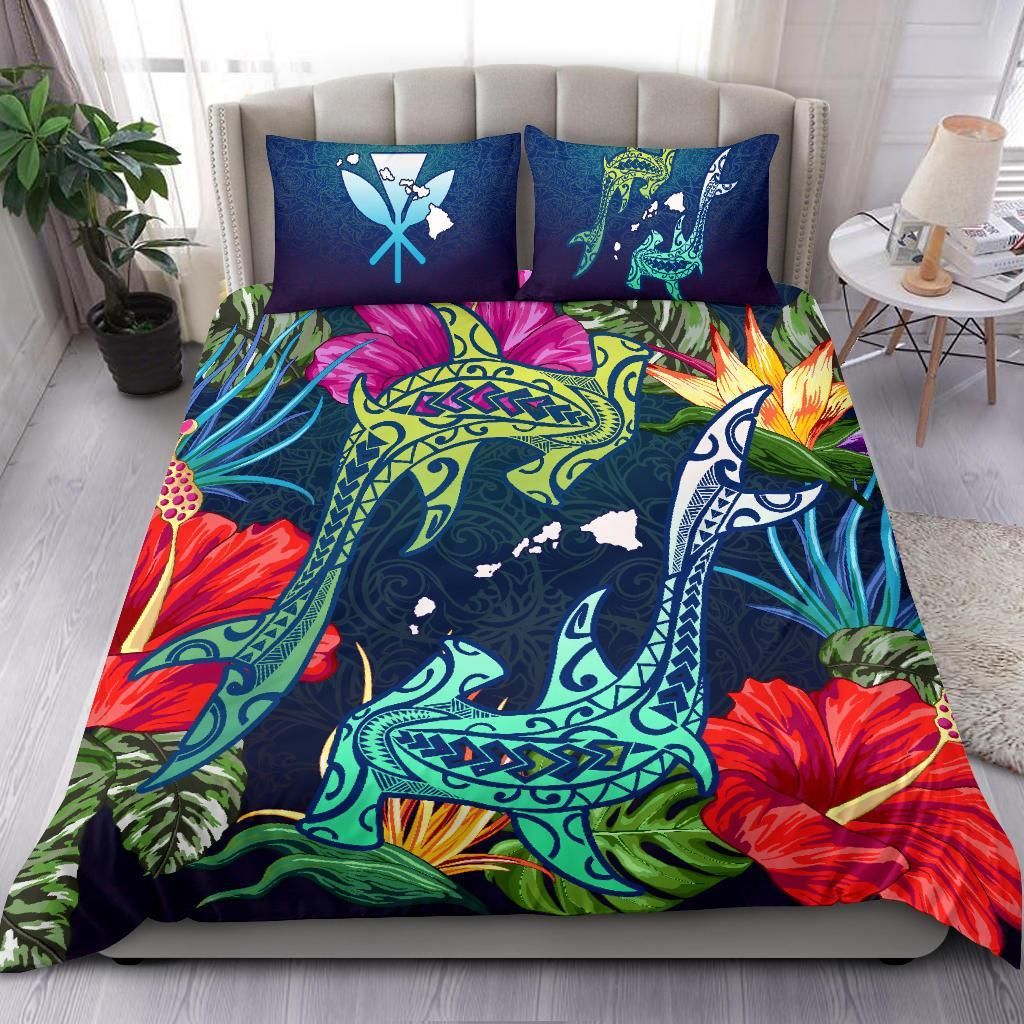 hawaii shark tropical color duvet cover bedding set 6795