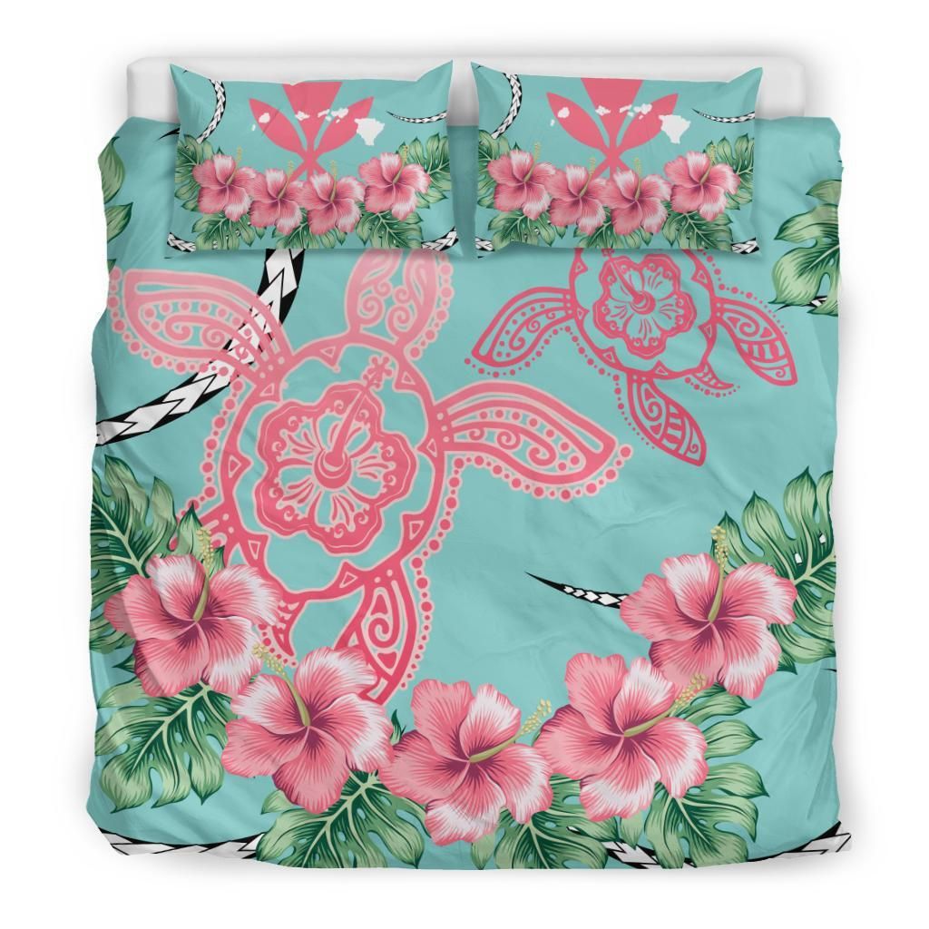 Hawaii Tropical Hibiscus Turtle Mint Style Duvet Cover Bedding Set hawaii tropical hibiscus turtle mint style duvet cover bedding set 2359